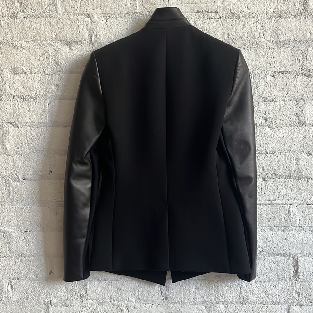 NWT Helmut Lang Crux Leather-Sleeved Wool Blazer - Picture 4 of 6